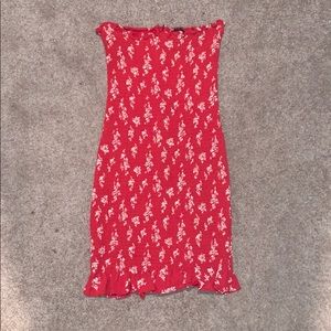 Reformation sleeveless red scrunch mini dress